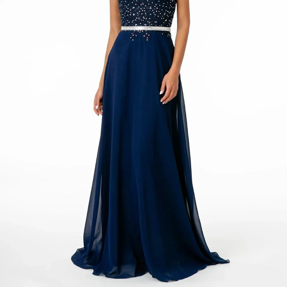 V-Neck A-Line Shape Evening Dress GSGL2653_7